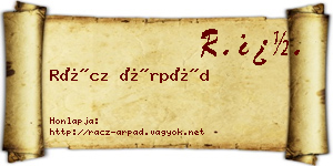 Rácz Árpád névjegykártya