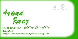 arpad racz business card